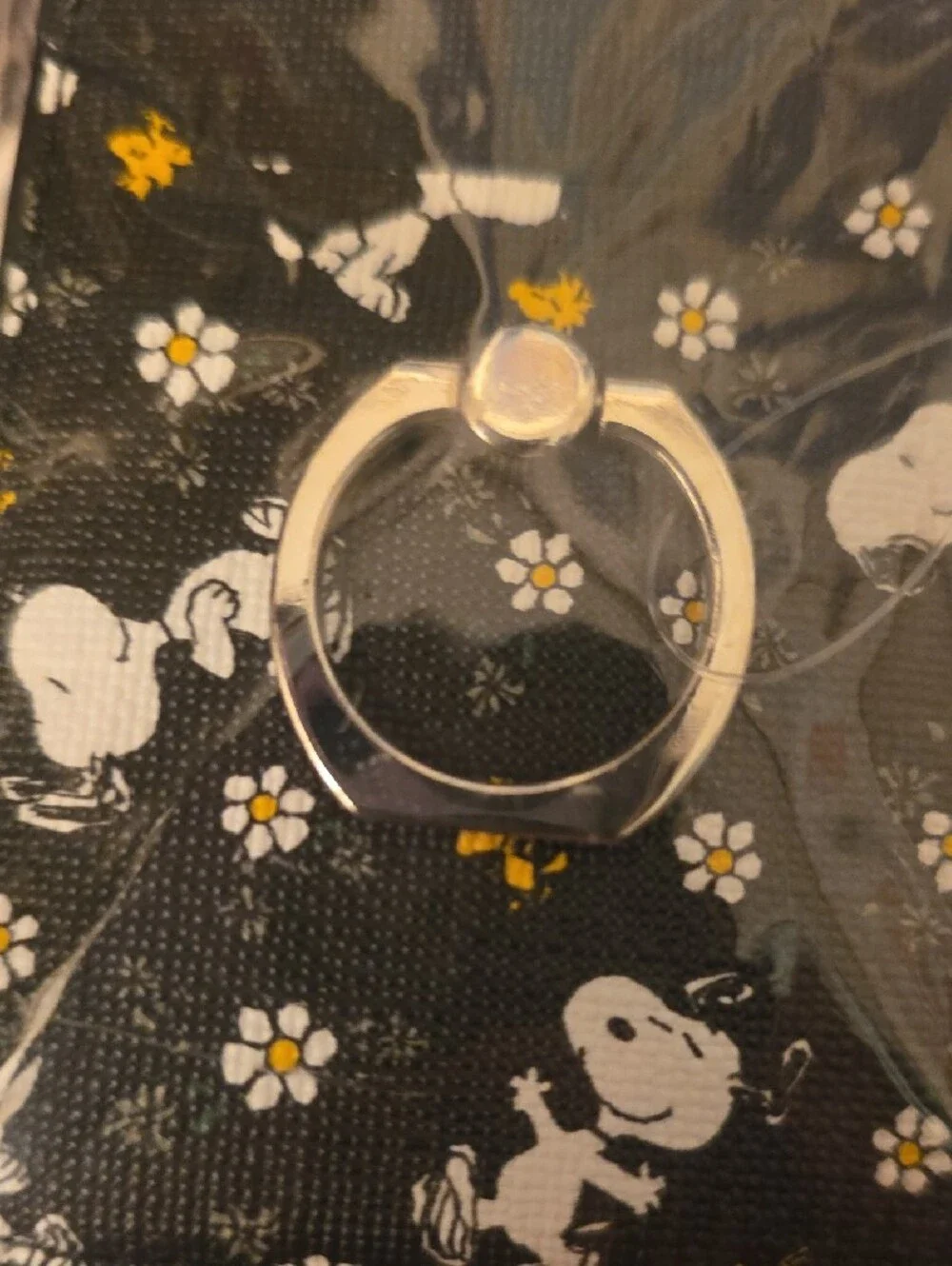 Peanuts Black Floral Phone Ring Wallet with Snoopy & Daisy Motif